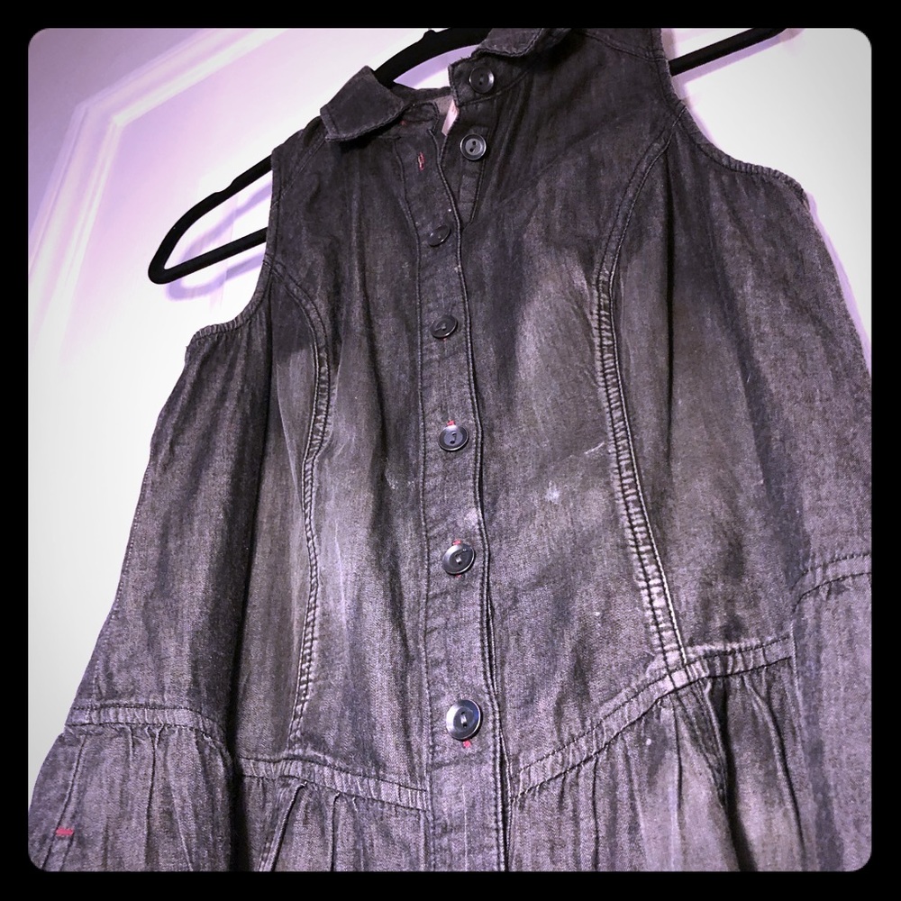 Free People Black Denim Shirt Dress